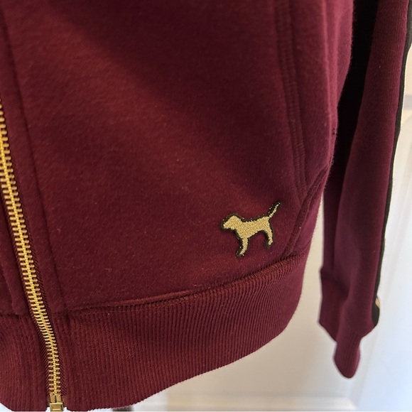 Victoria's Secret PINK Maroon Hoodie with Gold Accents - Picture 4 of 5